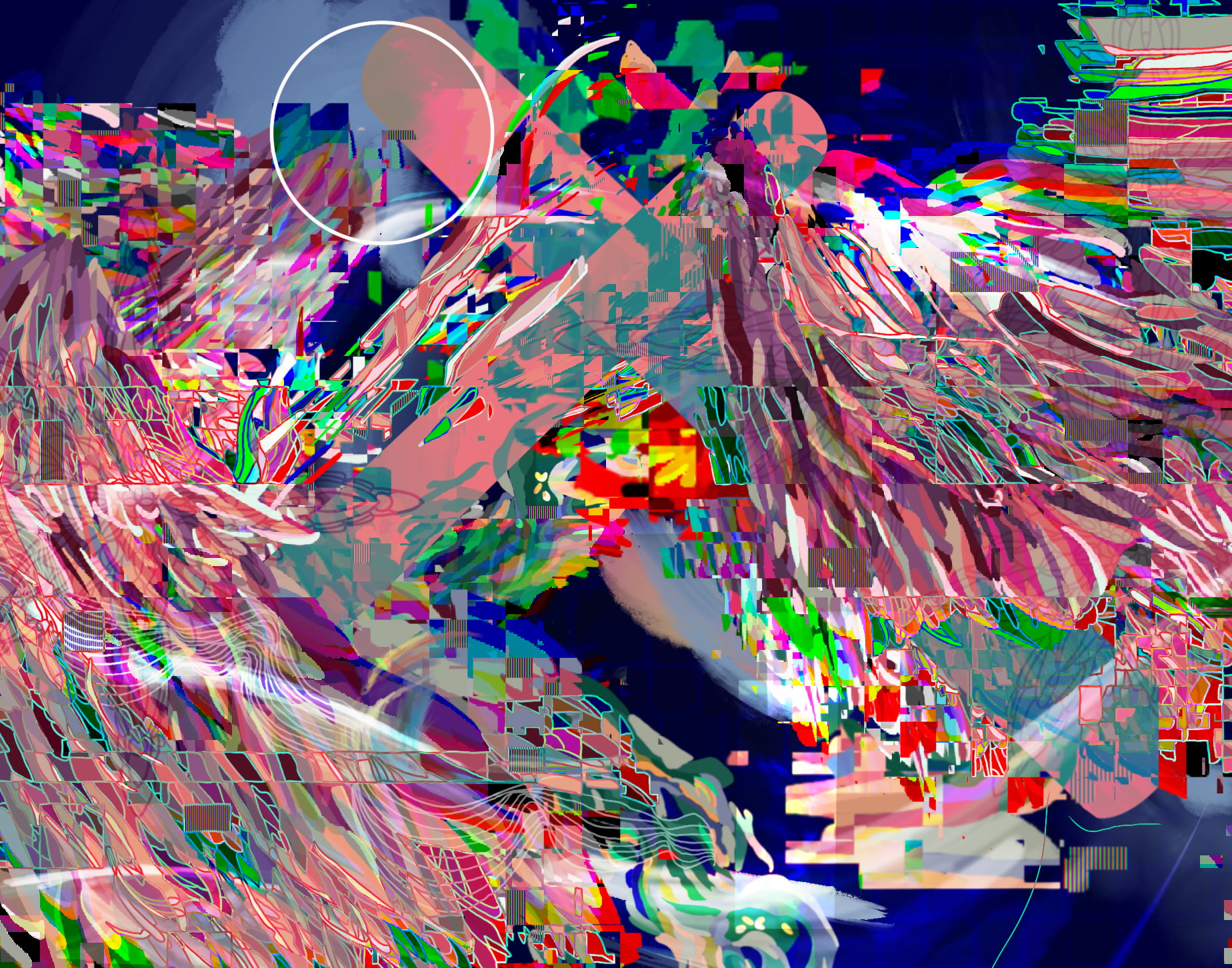 Glitch art made with text characters. Turbulent magma.